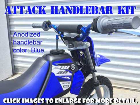 pw50 attack handlebar kit from TOP END MACHINE in anodized blue aluminum